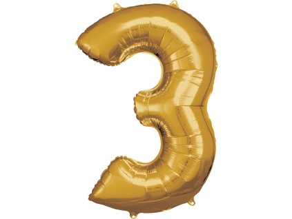 Foil rojstni dan balon številka 3 zlato 86cm