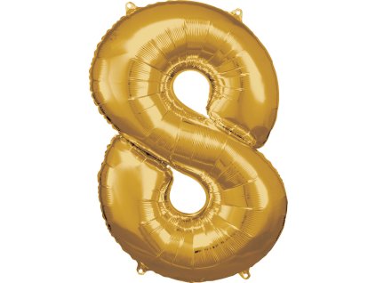 Foil rojstni dan balon številka 8 zlato 86cm