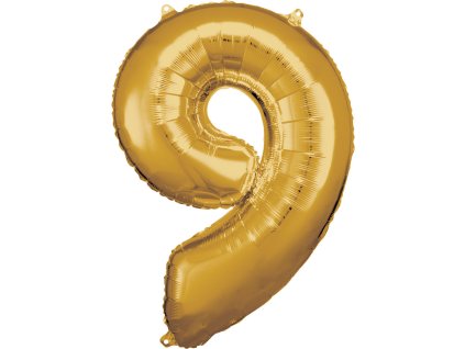Balon iz folije za rojstni dan številka 9 - zlato 86cm