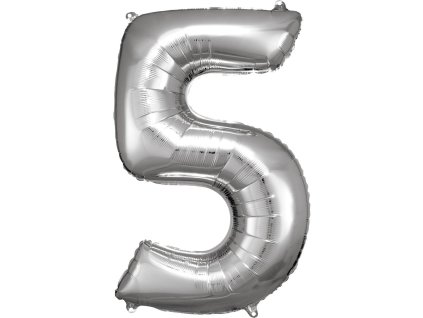 Foil rojstni dan balon številka 5 srebro 86cm