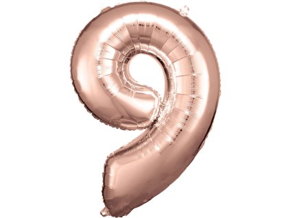 Balon iz folije za rojstni dan številka 9 - rožnata in zlata 86 cm