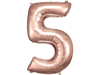 Foil rojstni dan balon številka 5 rožnata in zlata 86cm