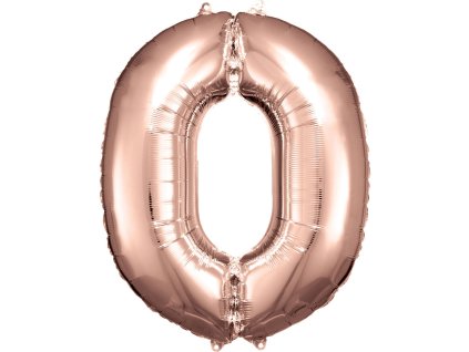 Foil rojstni dan balon številka 0 rožnata in zlata 86cm
