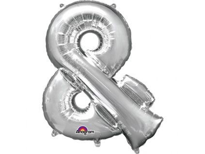 Mini fóliový balónik symbol & 33 cm strieborný
