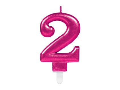 25863 1 narodeninova sviecka 2 magenta 8 cm 1 ks