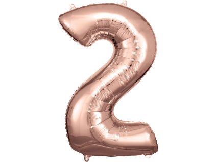 Foil rojstni dan balon številka 2 rožnata in zlata 86cm
