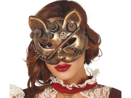 Maska - Mačka v slogu Steampunk