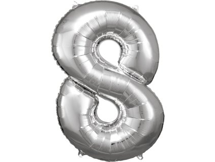 Foil rojstni dan balon številka 8 srebro 86cm