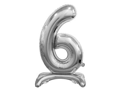 Samostojaci fóliový balón 6 strieborný 74 cm