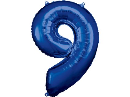 Balon iz folije za rojstni dan številka 9 modra 86 cm