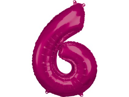 Balon iz folije za rojstni dan številka 6 - roza 86cm
