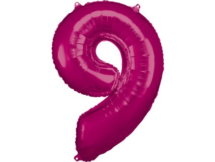 Balon iz folije za rojstni dan številka 9 - roza 86cm