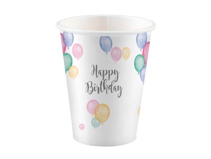 Kozarci - Happy Birthday pastelni baloni 8 kos 250 ml
