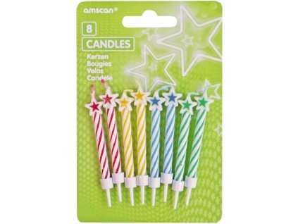 Svečke - Barvne z zvezdo 8 kos