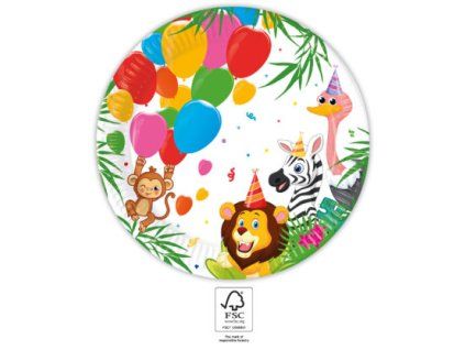 Kvalitné kompostovateľné taniere - Jungle Balloons 8 ks