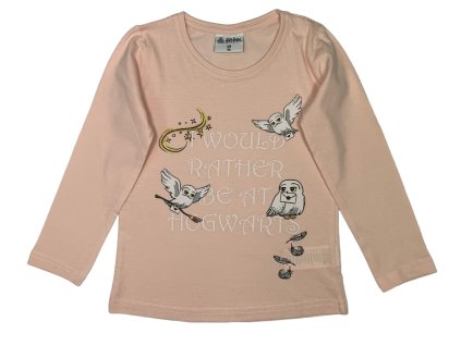 Dekliška majica z dolgimi rokavi - Harry Potter - Hedwig roza