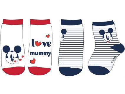 Sada 2 párov detských ponožiek - Mickey Mouse I love mummy (Velikost - najmanjši 6 - 9 mesecev)