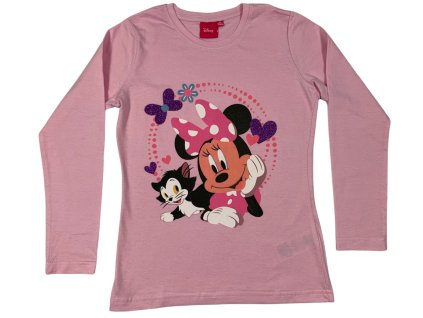 Dievčenské tričko s dlhým rukávom - Minnie Mouse ružové (Velikost - otroci 104)