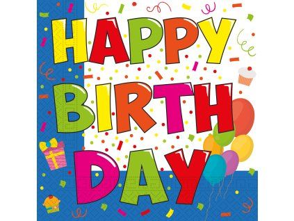 Servítky - Happy Birthday farebné 20 ks