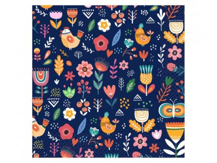 70762 servitky folk tmavomodre 33 x 33 cm 20 ks