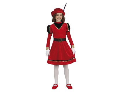 Detský dievčenský kostým - Červené páža (Velikost - otroci S: 101-109 cm)