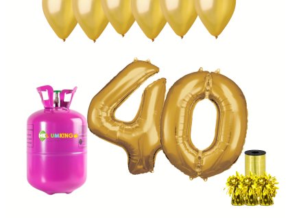 Helijev set za zabavo za 40. rojstni dan z zlatimi baloni
