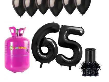 Hélium párty set na 65. narodeniny s čiernymi balónmi