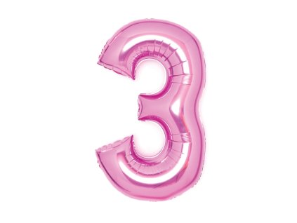 Balon iz folije številka 3 svetlo roza 66cm