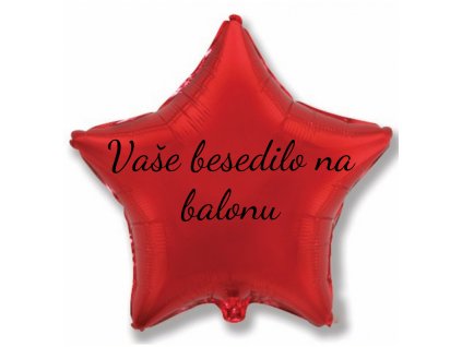 Balon iz folije z besedilom - Rdeča zvezda, 45 cm
