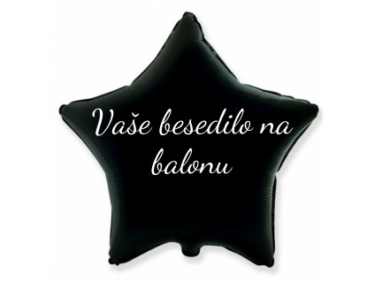 Balon iz folije z besedilom - Črna zvezda, 45 cm