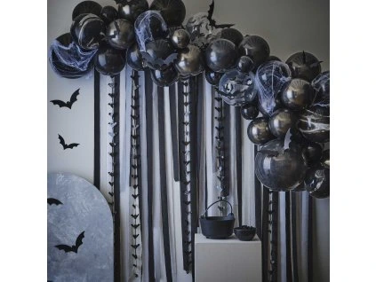 Balónová girlanda so strapcami - Halloween, netopiere