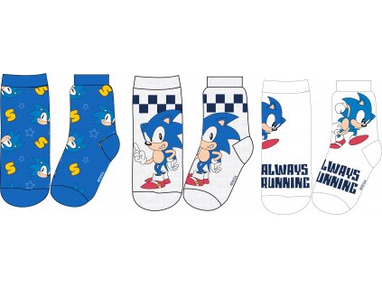 Sada 3 párov detských ponožiek - Sonic (Velikost nogavic 23-26)