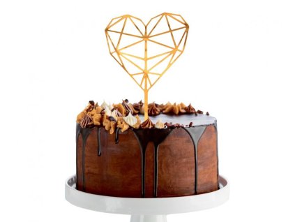 Cake Topper - Diamantno srce, zlato