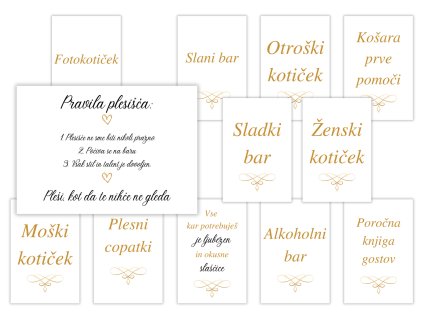 Poročne informacijske kartice - Elegant ornament 12 kosov
