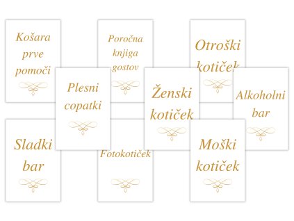 Poročne informacijske kartice - Elegant ornament 9 kosov