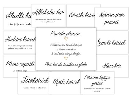 Poročne informacijske kartice- Simple 12 kosov