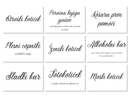 Poročne informacijske kartice - Simple 9 kosov