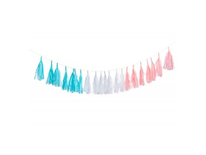 21 pompoms garland pink blue white 250cm x 20cm