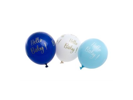 bag of 6 blue latex balloons hello baby dia 27cm