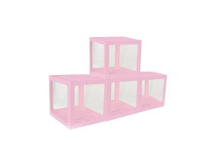 4 carton cubes w plastic pink 30cm x 30cm x 30cm