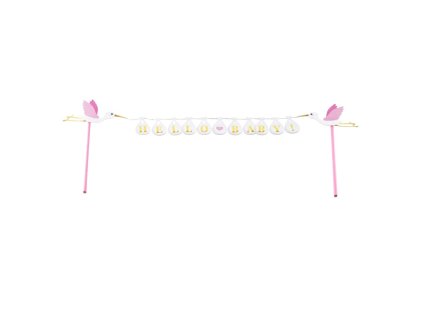 cake topper pink white hello baby 27cm x 16cm