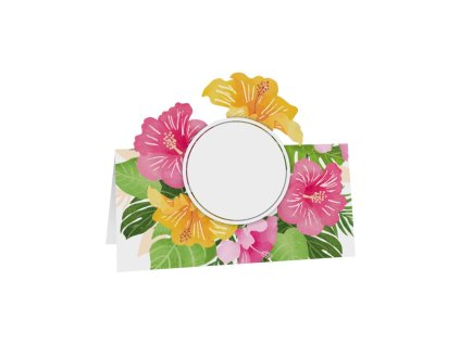 set 6 table place cards tropical flowers 8cm x 8cm