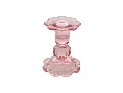 water pink glass taper candle holder flower shape dia 8cm x 10cm