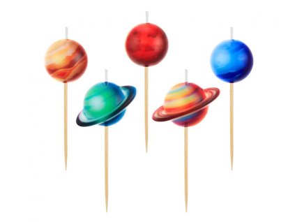 Sveče za torto - Planeti 5 kosov