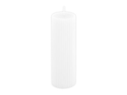 white fluted pillar candle dia 5cm x 15cm