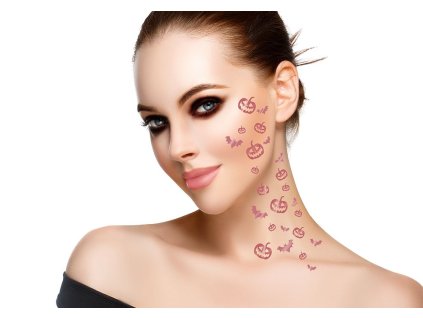 Dočasné Halloweenske tetovanie - Tekvice a netopiere