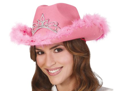 Roza kavbojski klobuk - s perjem
