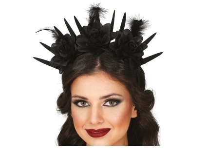 Čierna kvetinová čelenka