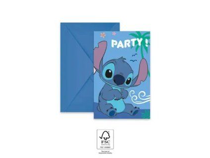 Pozvánky s obálkami - Stitch 6 ks
