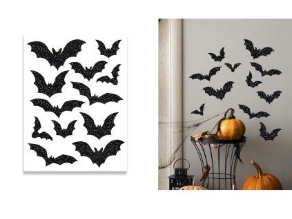 Nálepky na stenu - glitter netopier